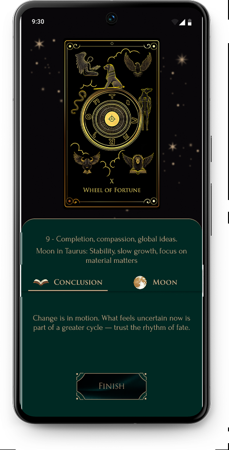 Opened selected card screen